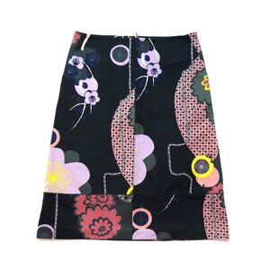 Vintage Kenzo 90s Abstract Floral & Geometric Print A Line Skirt Size 36 S
